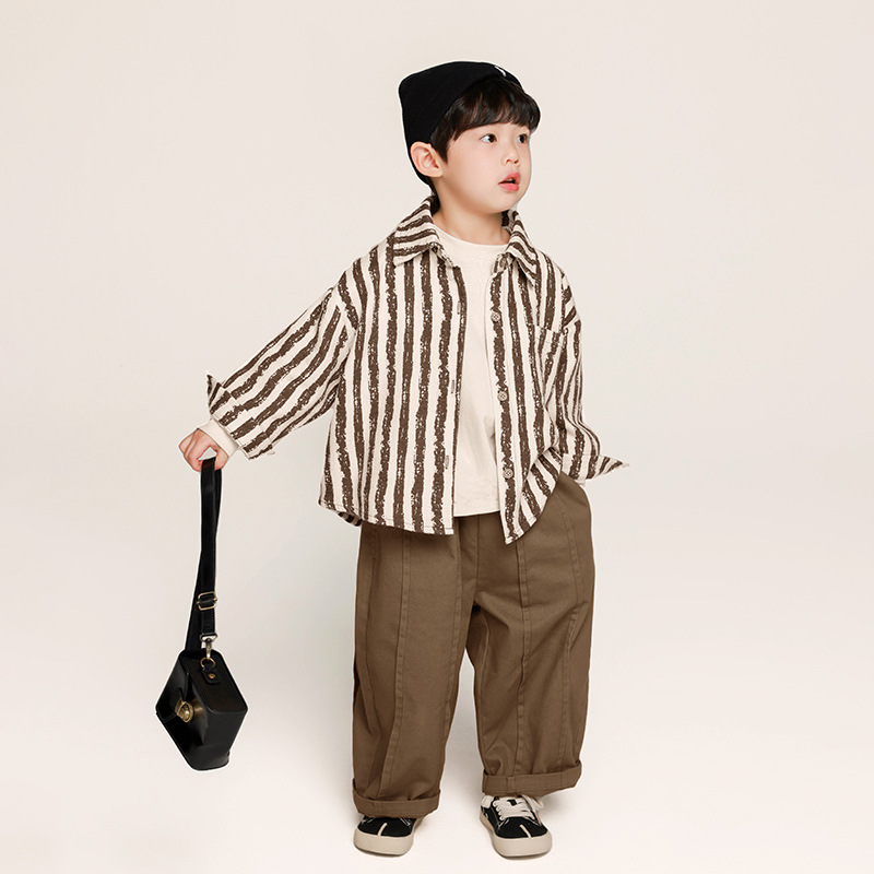 シャツ｜子供服・男の子用・春季・韓国風・縦ストライプ・長袖・上着|undefined