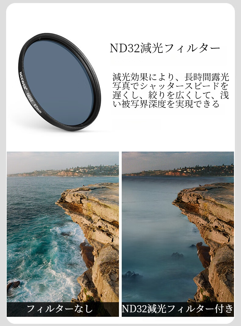 NEEWERレンズフィルター｜クリップ式・スマホ/カメラ・ 67mm・CPL/ND32/NDフィルター・多機種対応|undefined