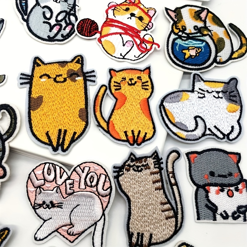 15グラム猫刺繍パッチ|アイロン DIY アップリケパッチ衣料用動物漫画パッチ　可愛い　装飾|undefined