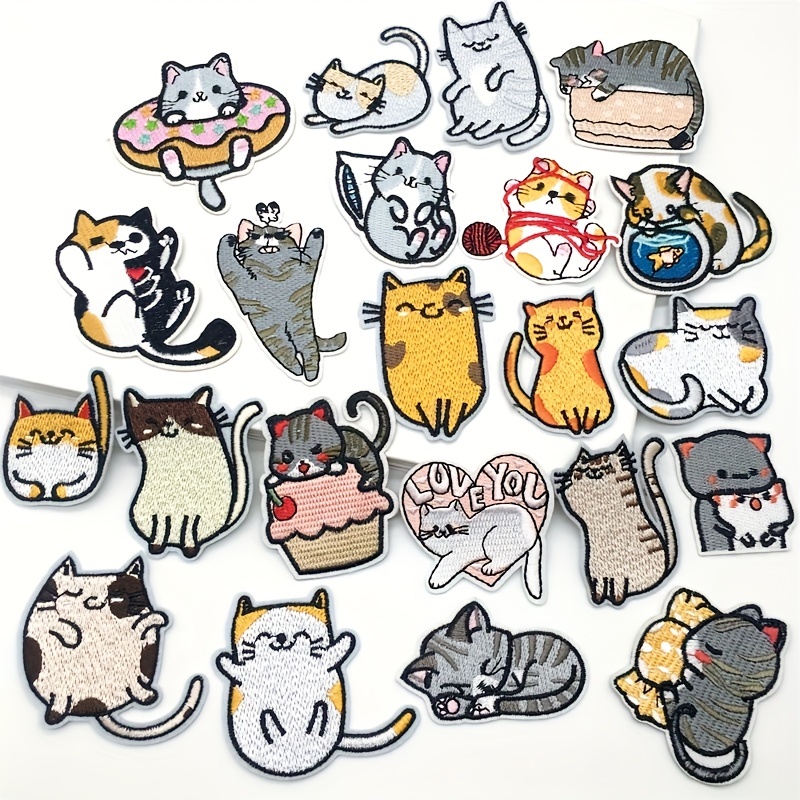 15グラム猫刺繍パッチ|アイロン DIY アップリケパッチ衣料用動物漫画パッチ　可愛い　装飾|undefined