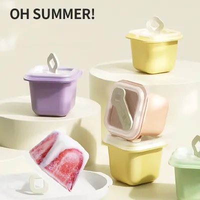 アイスキャンデーメーカー｜四角型・夏用・蓋つき・PP素材・冷蔵庫用・アイストレ