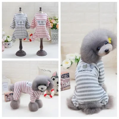 ペット用ルームウェア｜ストラップ柄・犬服・薄手・春・夏・全身カバー・抜け毛対策