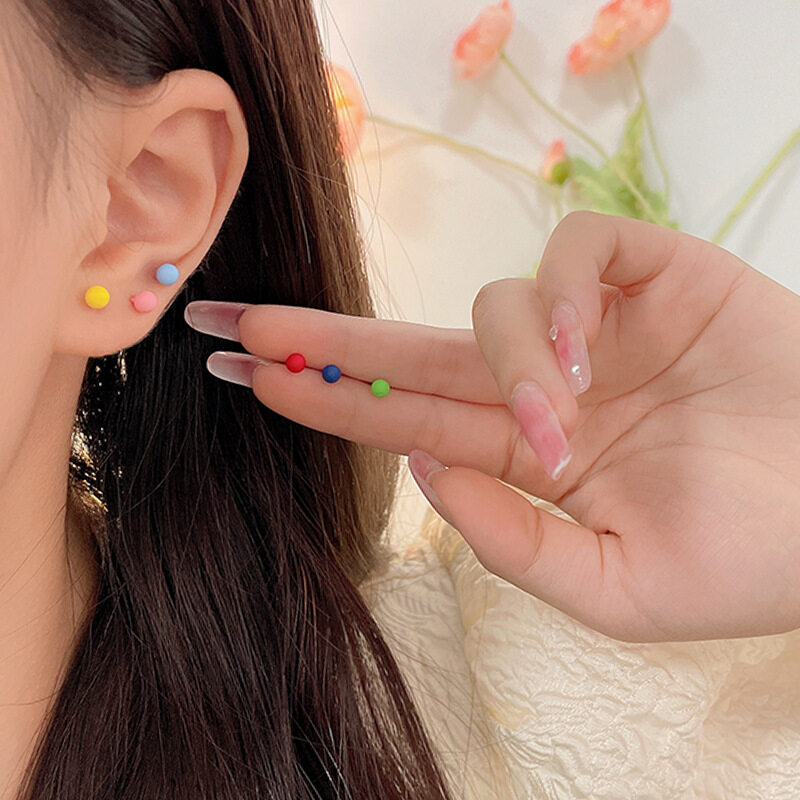 ピアス｜S925シルバー・ミニサイズ・カラフル・可愛い・小さめ・女性用・セット・キャンディーカラー・シンプル・ハイセンス・レディース|undefined