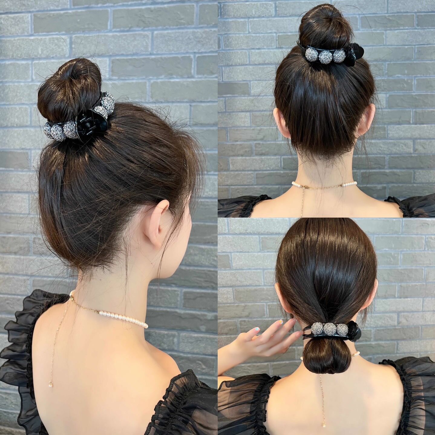 ヘアクリップ｜髪まとめ｜団子・リボン・パール・ヘアクリップ・ヘアアレンジ・大き目・チュール・ヘアアクセサリー・レディース・バレッタ・おしゃれ・かわいい|undefined