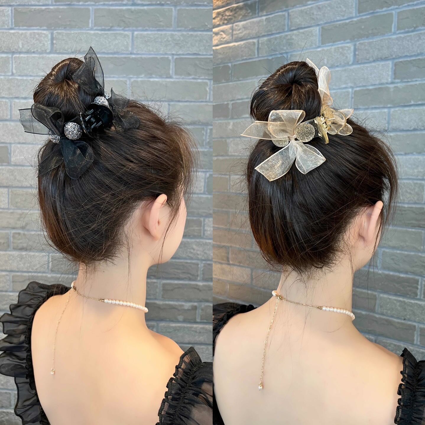 ヘアクリップ｜髪まとめ｜団子・リボン・パール・ヘアクリップ・ヘアアレンジ・大き目・チュール・ヘアアクセサリー・レディース・バレッタ・おしゃれ・かわいい|undefined