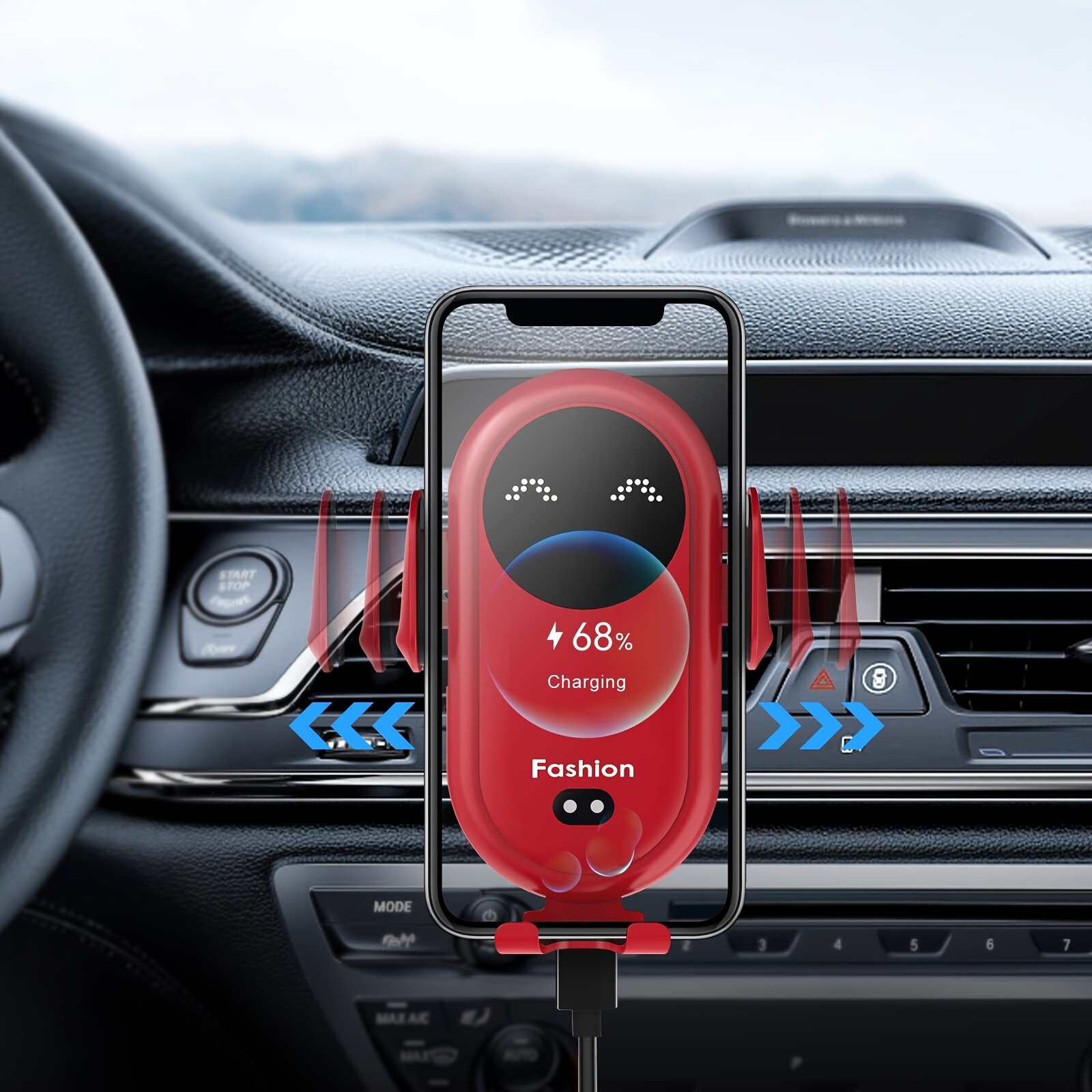 車用スマホホルダー｜カー用品・自動赤外線感知・無線充電器・カーエアベントモバイルフォン・高速充電・ホルダー・カー・アクセサリー|undefined