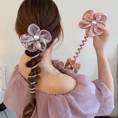 コイルアップポニー｜花柄ヘアゴム・ヘアポニー・ヘアアレンジ・まとめ髪・髪飾り・ヘアアクセサリー・パール・レディース・カワイイ・ギフト