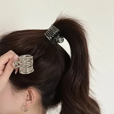 YOOYOOTOWN ヘアクリップ｜ヘアアクセサリー・髪飾り・ポニーテールクリップ・オシャレ・少女・シンプル・シルバー・ブラック
