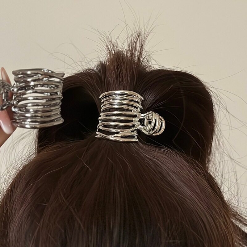 ヘアクリップ｜ヘアアクセサリー・髪飾り・ポニーテールクリップ・オシャレ・少女・シンプル・シルバー・ブラック|undefined