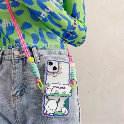 iphoney用スマホクリップ｜波柄・可愛い・斜め掛け・iPhone 14ProMax・スマホケース・12・ストラップ