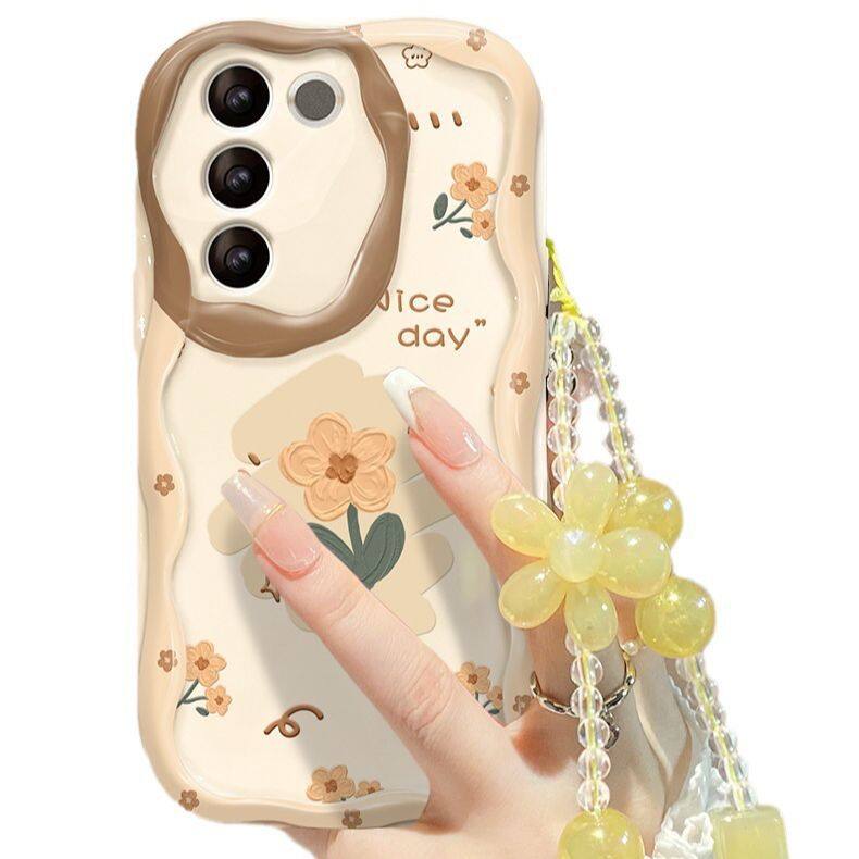iphone用スマホケース｜透明シリコン・iphone対応・ストラップ付き・黄色い花・チェーン・12/13mini・柔らかい|undefined