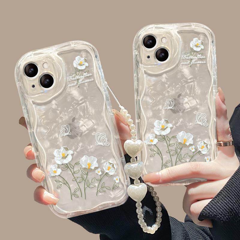 iPhone用スマホケース｜透明シリコン製・iPhone14/13promax対応・花柄・ハンドストラップ付・11/12/xr対応・透明|undefined