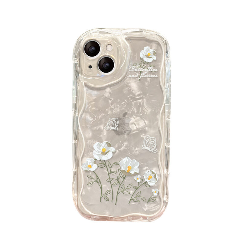 iPhone用スマホケース｜透明シリコン製・iPhone14/13promax対応・花柄・ハンドストラップ付・11/12/xr対応・透明|undefined