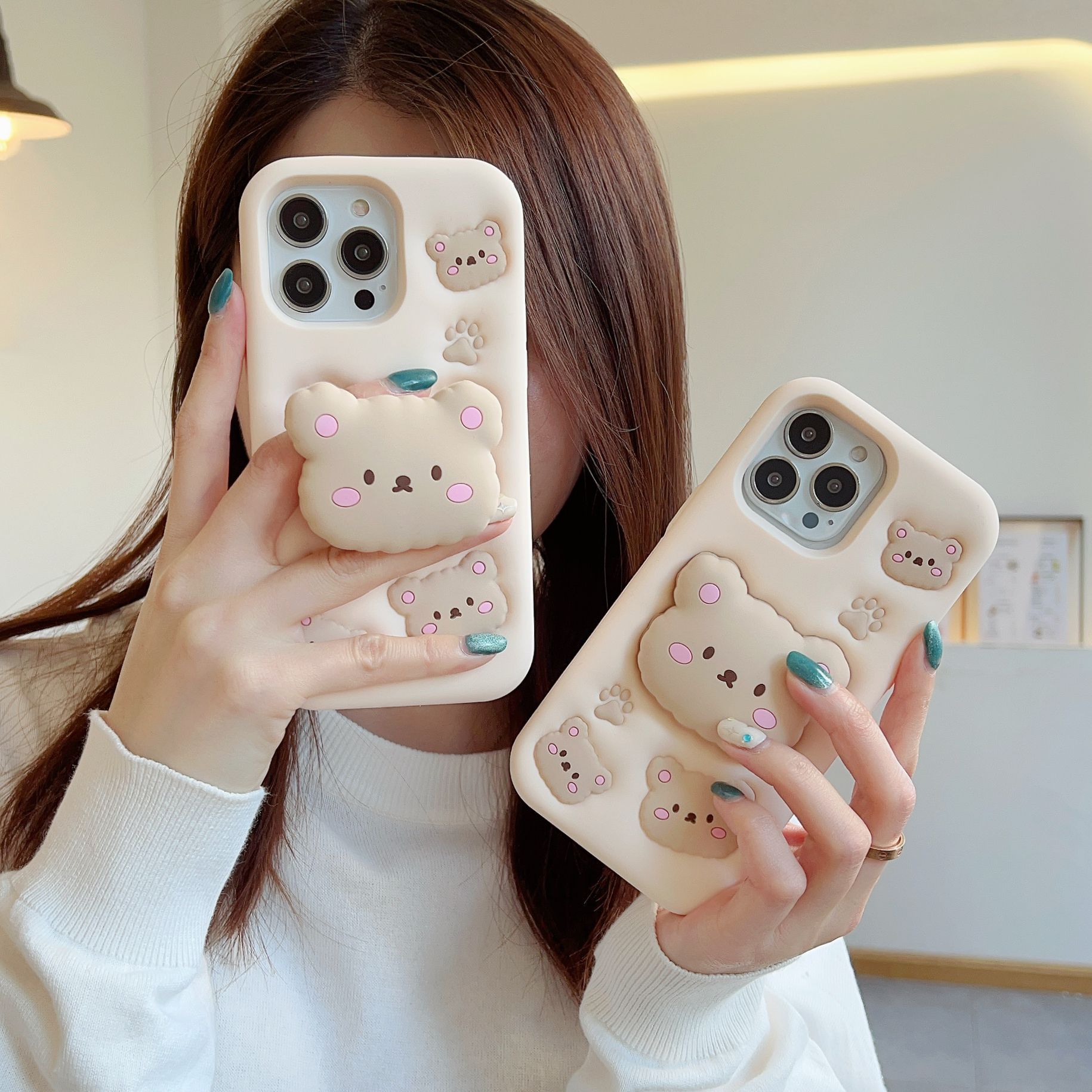 iPhone用スマホケース｜15Pro対応・シリコン素材・柔らかい・女性向け・カバー・くま・かわいい|undefined