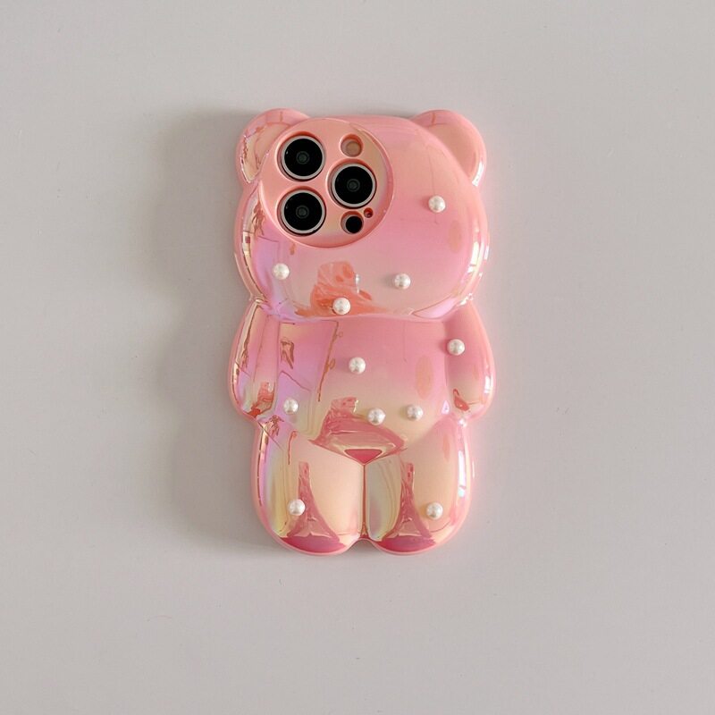 かわいいiPhone用スマホケース｜パール・くま・iPhone15promax対応・13pro・3D・14/11全面保護ケース・個性的・立体的・可愛い|undefined