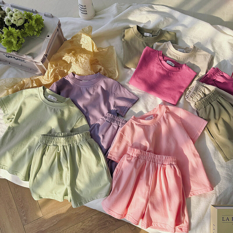 セットアップ｜子供服・綿・韓国風・キャンディーカラー・夏・ゆったり・半袖パンツセット・シンプル・可愛い・女の子・男の子・快適・男女兼用|undefined