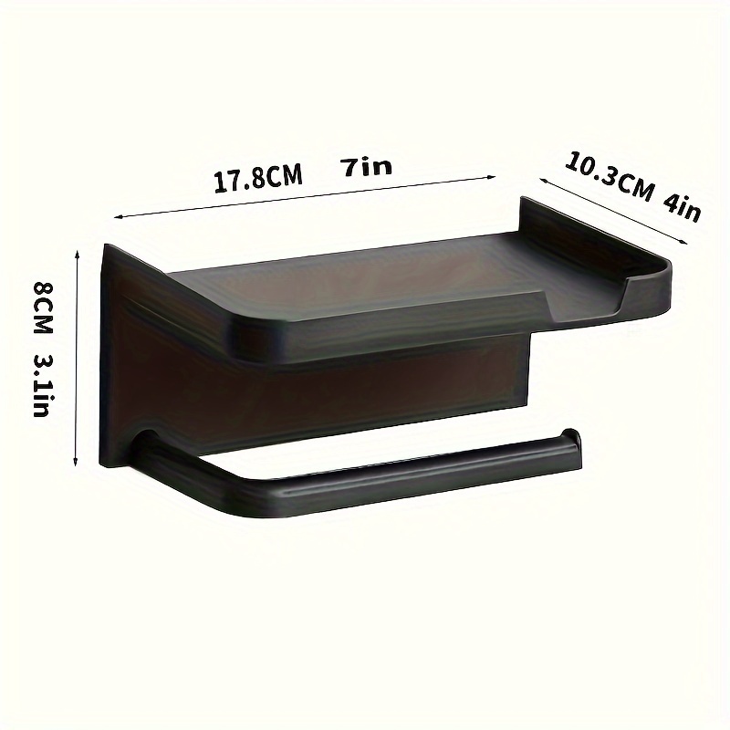 ペーパーホルダー｜1個 簡単取り付け壁掛け、トイレットペーパーホルダ、 棚付き - 穴あけ不要、自己粘着式、ティッシュ＆電話収納用.|undefined