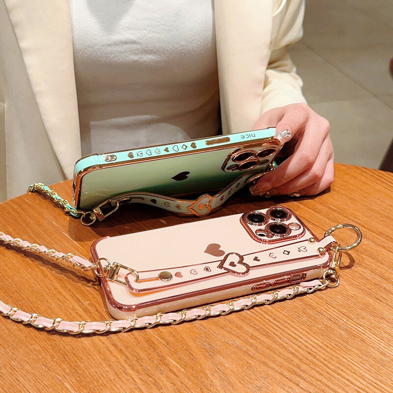 iPhone用スマホケース｜電気メッキ・ハート・iPhoneシリーズ対応・高級感・プロモーション・スタンド・スマホケース・掛けられる|undefined