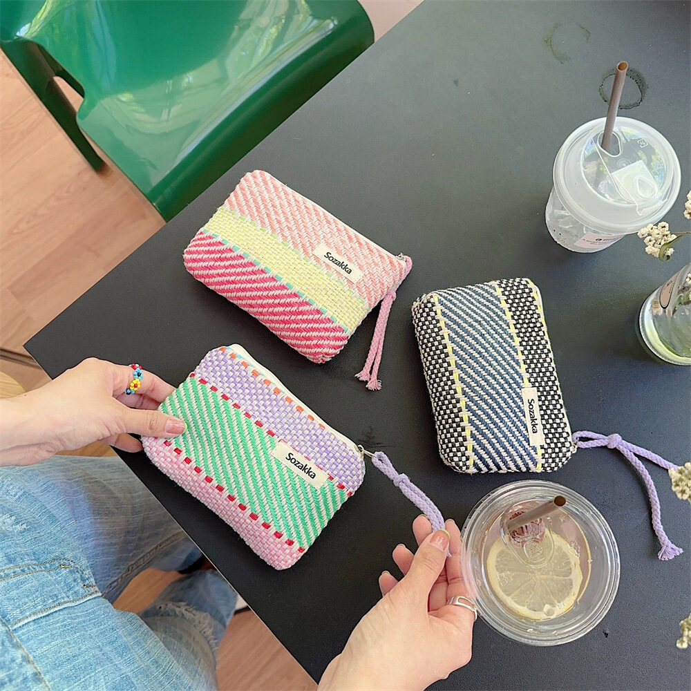 持ち手付き深型ポーチ中　P522 ニーナ　ヴォール　ブルー×淡ピンク Travel Vanity Pouch | Pink – MYLAN ONLINE SHOP