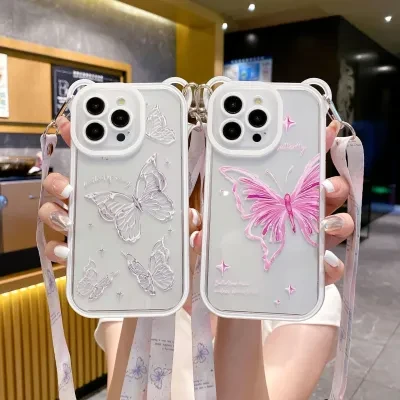 iPhone用スマホケース｜蝶々・オリジナルデザイン・iPhoneシリーズ対応・ケース・iPhoneProMax対応・全面保護・女性向け・個性的