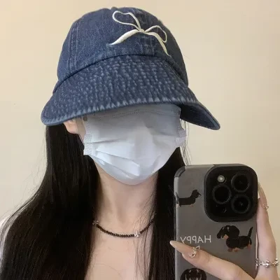 日よけ帽子｜キャップ・デニム・刺繍・リボン・大つば・女性用・レディース・おしゃれ・紫外線対策・夏・新作・デニム・日よけ・UVカット