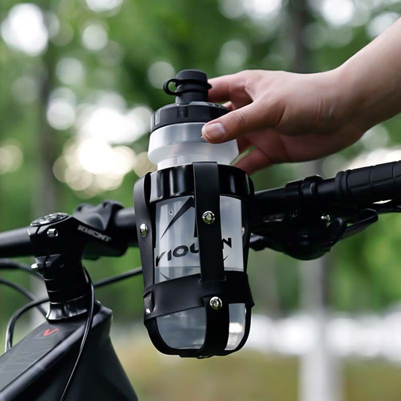バイク ドリンクホルダー |  アルミニウム合金 PUレザー 水ボトル カップ ホルダー メッシュポケット付き 自由調節可能 自転車 オートバイ スクーター|undefined