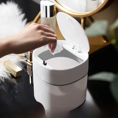 デスクトップゴミ箱｜プッシュ式・蓋つき・家庭用・コンパクト・ミニゴミ箱・机上・ミニサイズ・風紙かご