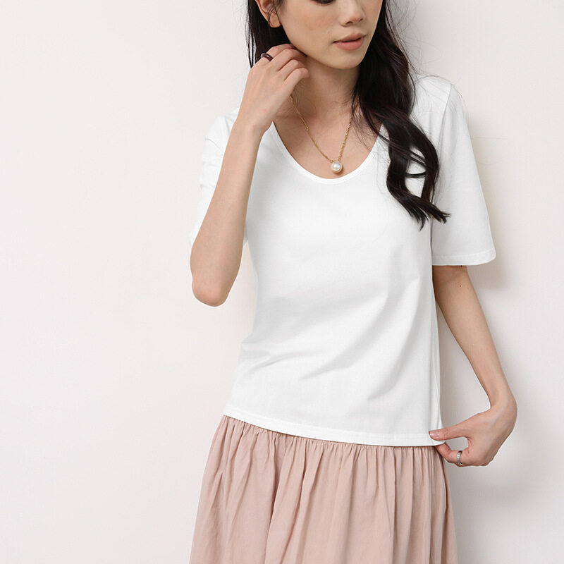 Ｔシャツ｜夏用・スリムフィット・インナーTシャツ・レディース・デザイン・バックオープン・ベーシック・半袖・ブラック・ホワイト・無地・服|undefined