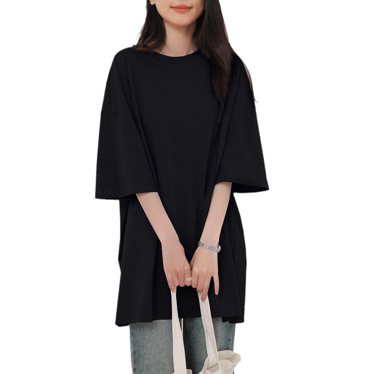 Tシャツ｜夏・純綿Tシャツ・サイドスリット・カジュアル・ゆったり・ミディアム丈・ショートスリーブ・服|undefined