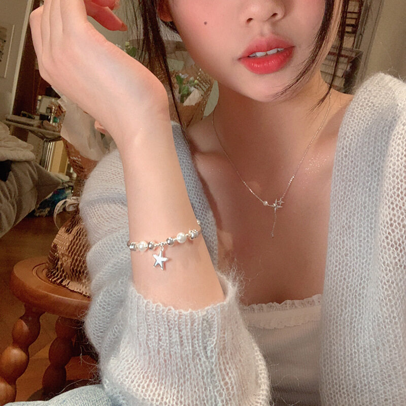 星パールブレスレット｜デザイン感・韓国風・シンプル・個性的・高級感・女性用・レディース・おしゃれ・カワイイ・シルバー・マッチングしやすい|undefined