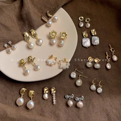 ピアス｜バロック天然パールピアス・レトロ・エレガント・ハンドメイド・女性用