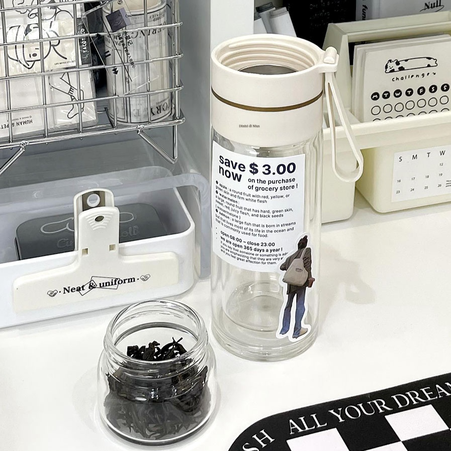 分離式水筒｜ティーボトル・タンブラー・ガラス・お湯と茶葉分離設計・二重構造・お茶用・茶こし付き・濾過・携帯用【ご注意：白いシール付属なし】|undefined