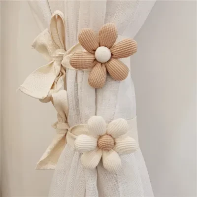 カーテンタッセル｜2個セット・お花モチーフ・ 留め飾り・取り付け簡単・オシャレ・かわいい・花びら