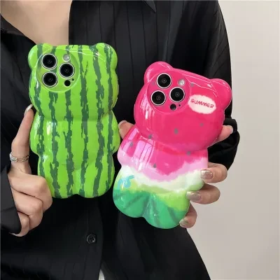 アイフォーンケース｜スマホケース・立体・スイカ・クマ・可愛い・落下防止・IPHONE多シリーズに適用