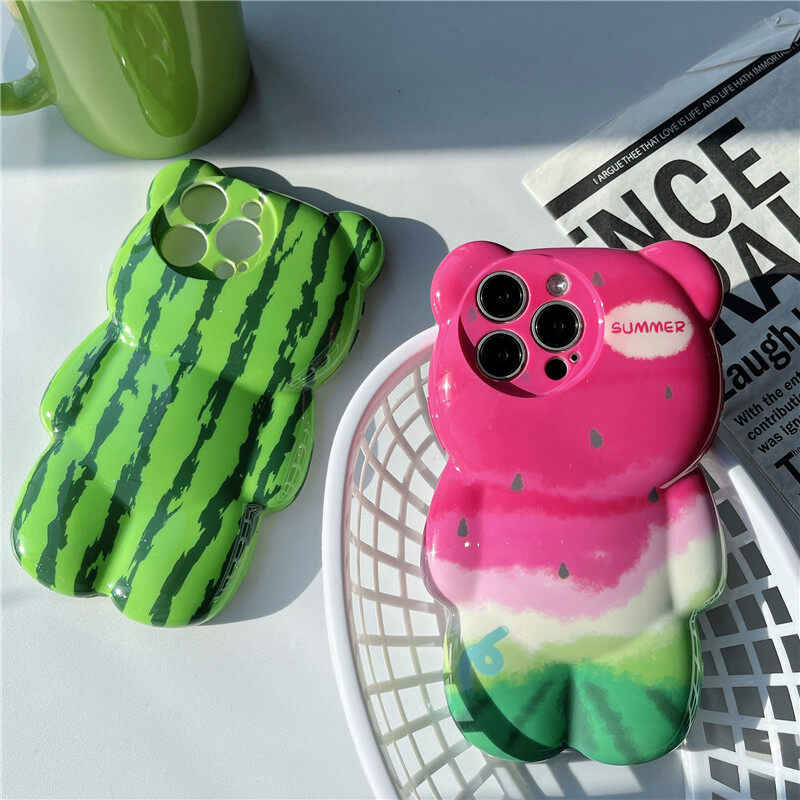 アイフォーンケース｜スマホケース・立体・スイカ・クマ・可愛い・落下防止・IPHONE多シリーズに適用|undefined