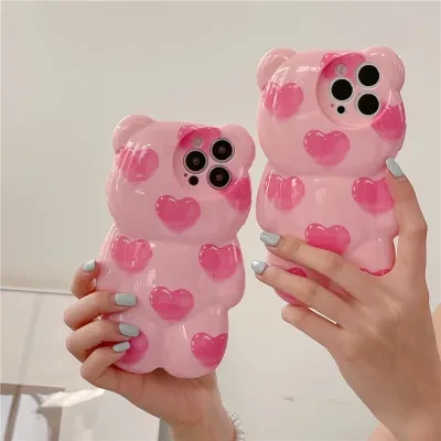 アイフォーンケース｜スマホケース・立体・ハートクマ・可愛い・保護カバー・衝撃吸収・落下防止・IPHONE多シリーズに適用