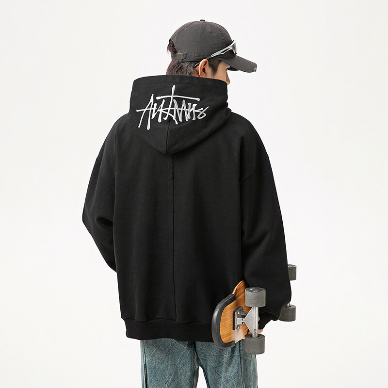 パーカー｜フーディ・文字刺繍・フード付き・厚手・秋冬・カジュアル・ゆったり・カップル・アウター・男性・メンズ・服|undefined