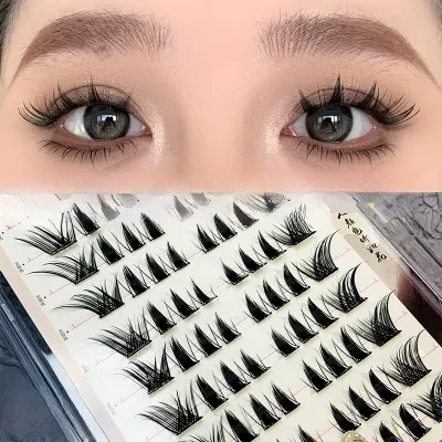 Eye-island つけまつげ｜10列・自粘・ノーグルー・濃密・カール・初心者向け・フォックス・つけまつげ・単束・魅力的