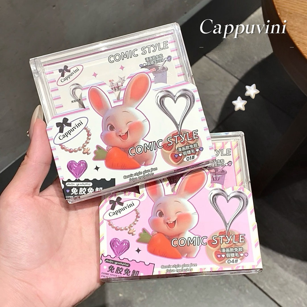 Cappuvini つけまつげ｜韓国アイドルみたい・接着剤不要・上＋下まつげ・ナチュラル・自然なカール・簡単・ネコ🐈|undefined