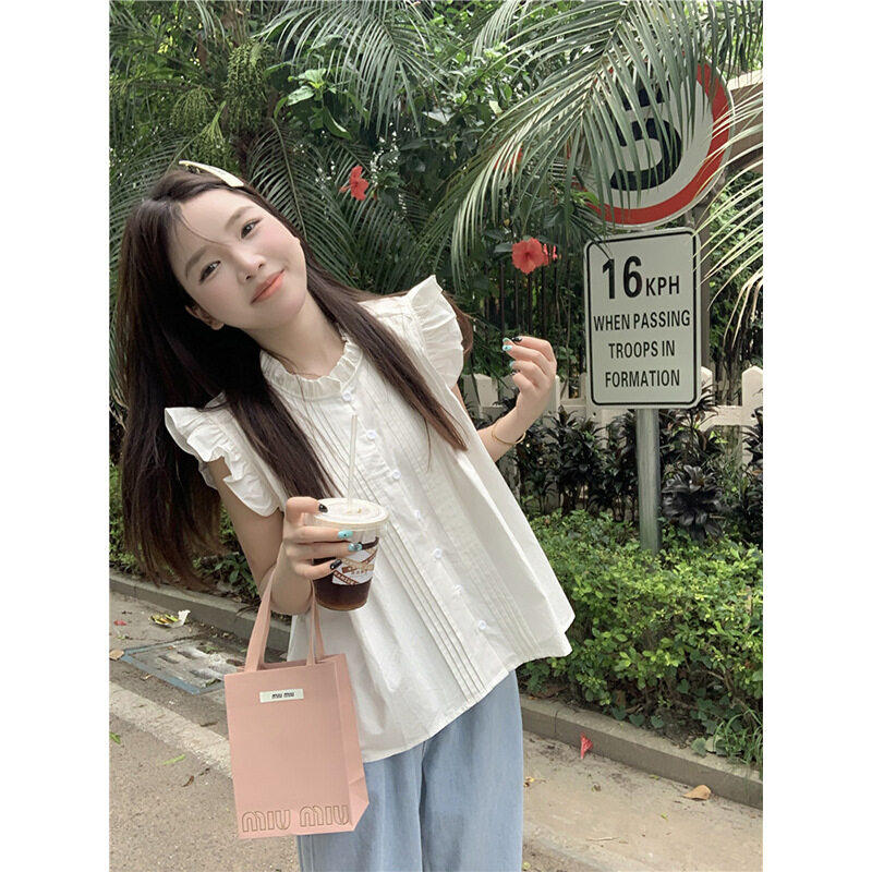 シャツ｜フレンチスリーブ・かわいい・フリル・チェック柄・ノースリーブ・個性的・夏・優しい・女性・レーディス・服|undefined