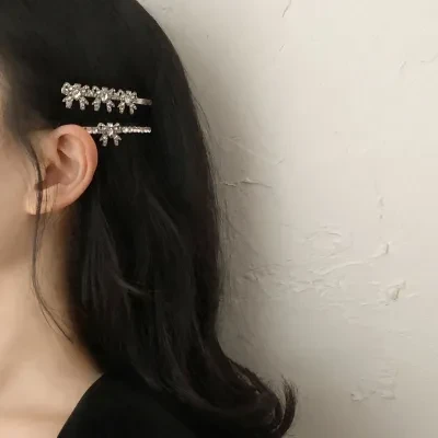 ヘアクリップ｜リボン・キラキラ・IVE・ウォニョン・前髪クリップ・エレガント・華やか・魅力的