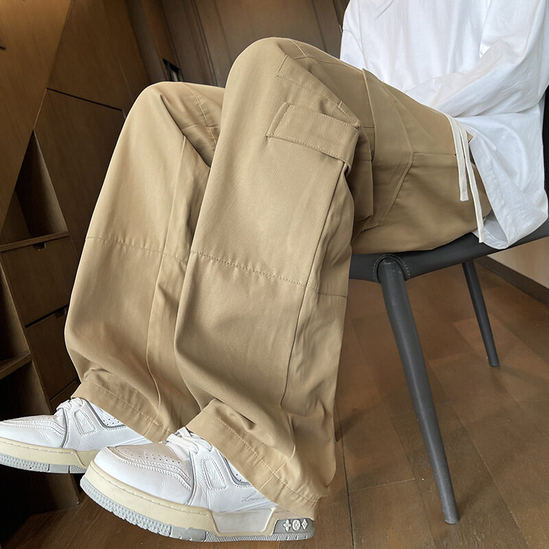 ワイドパンツ｜コットン・ポケット・カジュアル・秋新作・レトロ・カーゴパンツ・デザイン・リラックス・男性・メンズ・服|undefined