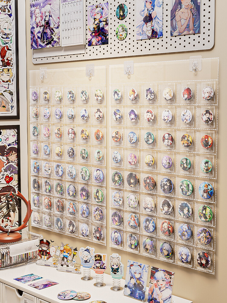 【推し活してる】壁掛式 缶バッジ収納ファイル｜防塵・ウォールポケット・コレクションポケット・各種缶バッジサイズ対応・最大48枚たっぷり収納可能！|undefined