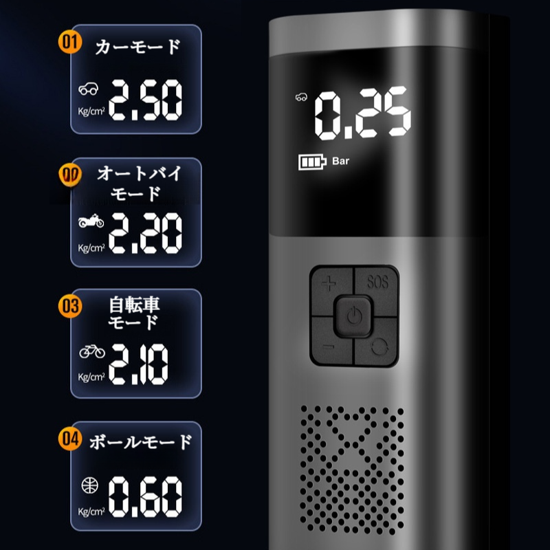 電動空気入れ｜ポータブル・自動車用・タイヤ空気入れ・電動・ワイヤレス・車載用・コンパクト・便利|undefined