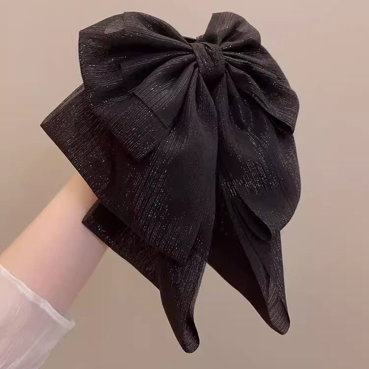 ヘアクリップ｜ブラック・大きいサイズ・リボン・髪飾り・エレガント・ヘアアクセサリー|undefined