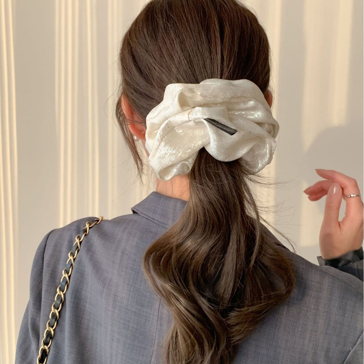 シュシュ｜カラフル・布製・バラ・ヘアゴム・高いポニーテール・ファッション・ヘアアクセサリー|undefined