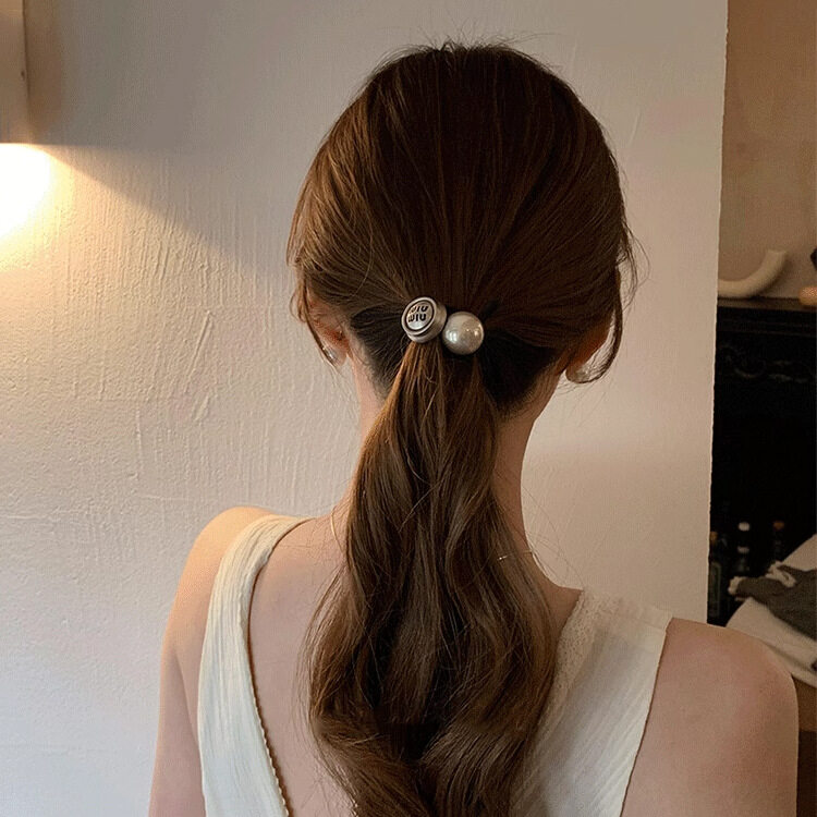 ヘアゴム｜パール・シルバー・おしゃれ・エレガント・ファッション・ヘアアクセサリー・ポニーテール|undefined