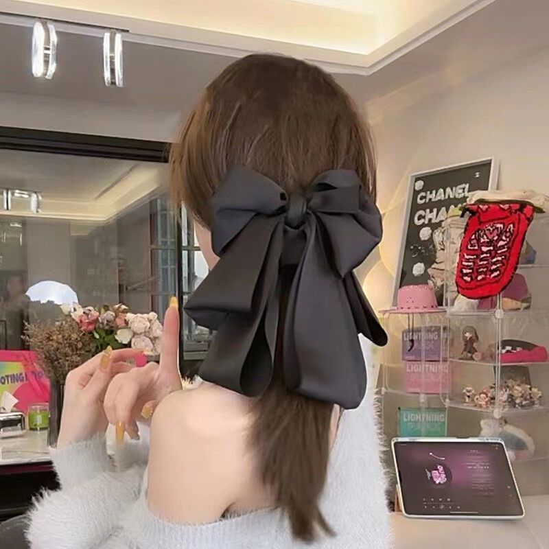 ヘアクリップ｜黒色・大きなリボン・ヘアアクセサリー・高いポニーテール・ヘアクリップ|undefined