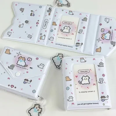 ピカピカ カードアルバム｜かわいい・ピクセル風・小猫・3インチ・1ポケット・アイドルカード収納・身分証明書ケース・インスタ風