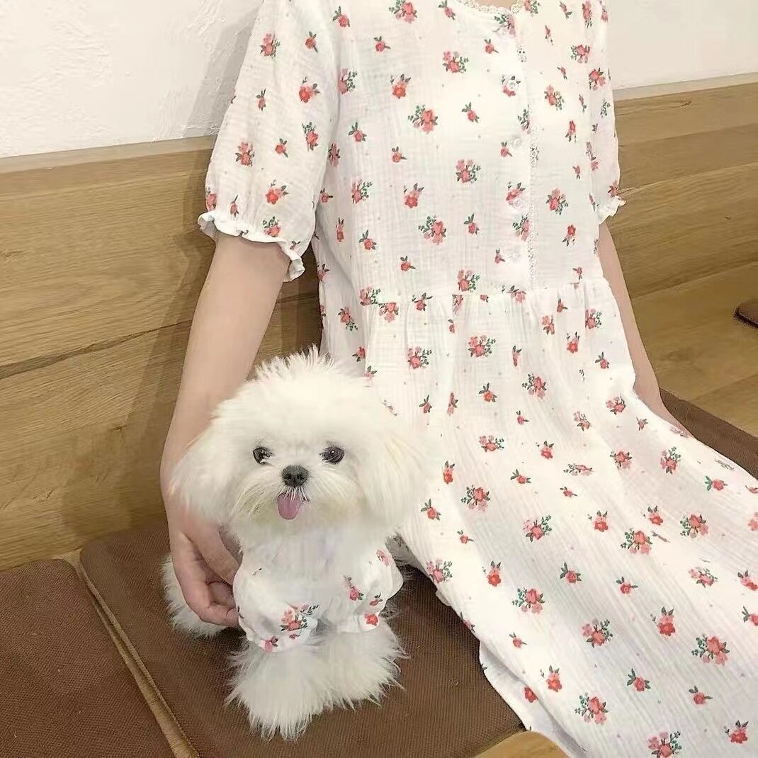 ペットドレス｜フラワープリント・ペット服・犬猫・冬用・小型犬|undefined